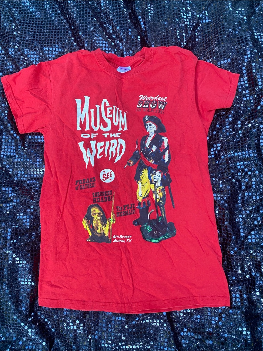 Museum of the Weird Red Graphic Kids T‑Shirt Size S